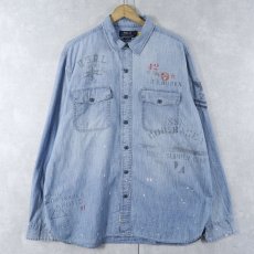 画像1: POLO Ralph Lauren "CLASSIC FIT" ステンシル入り シャンブレーシャツ XL (1)
