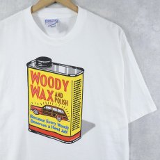 画像1: 90's USA製 "WOODY WAX POLISH" オイルイラストプリントTシャツ L (1)
