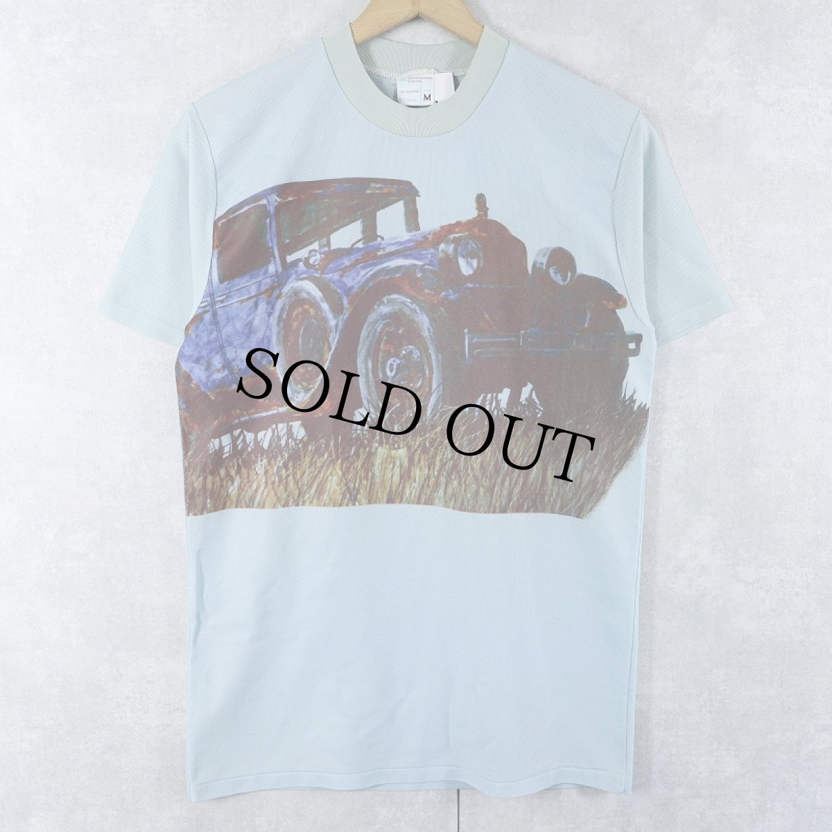 画像1: 70's JCPenney ポリエステル 車イラストプリントTシャツ M (1)