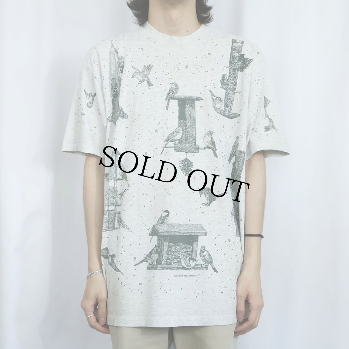 画像2: 90's rel-e-vant products USA製 鳥プリントTシャツ XL (2)