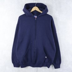 画像1: 90's RUSSELL ATHLETIC USA製 無地スウェットパーカー NAVY XL (1)