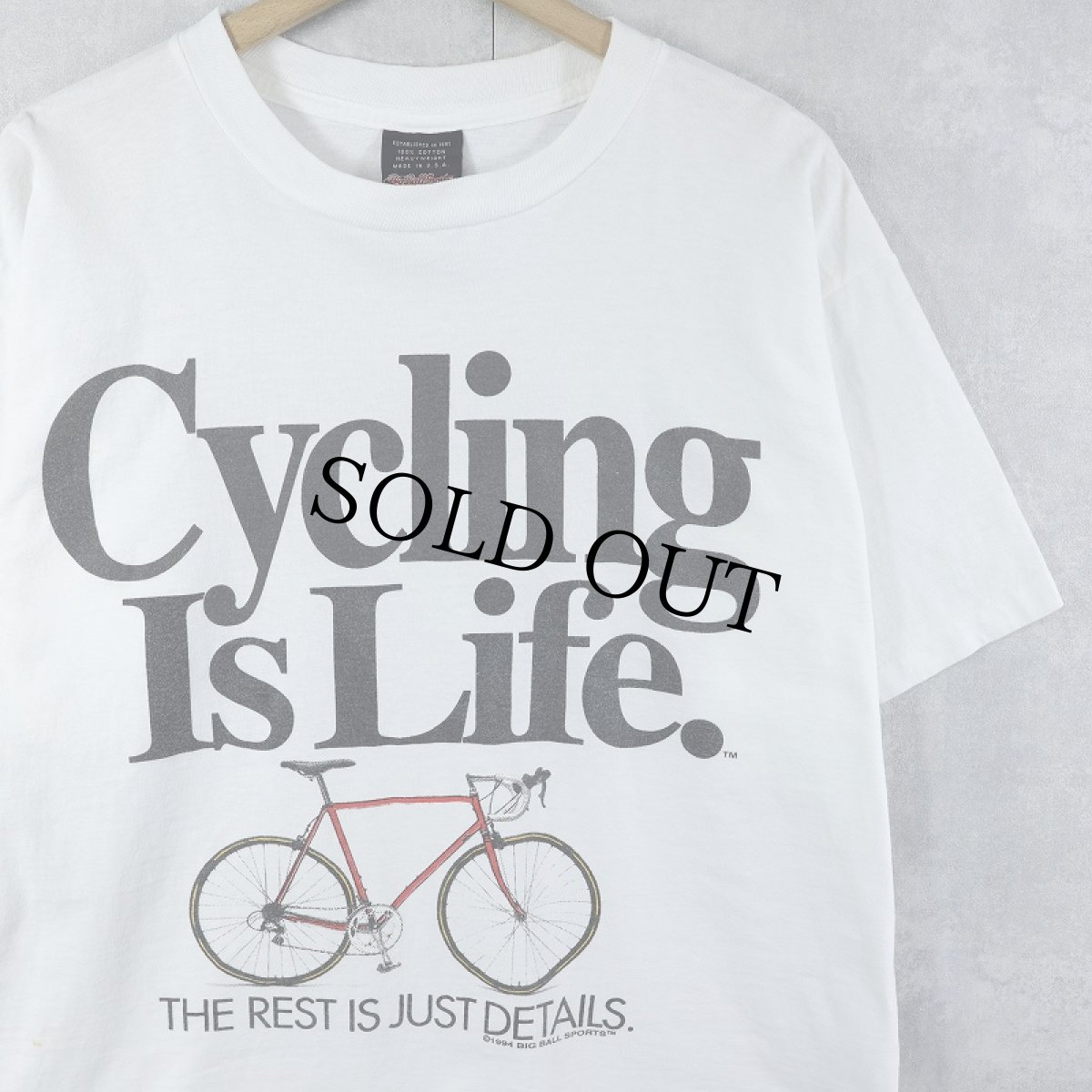画像1: 90's Big Ball Sports USA製 "Cycling is Life" 自転車プリントTシャツ L (1)