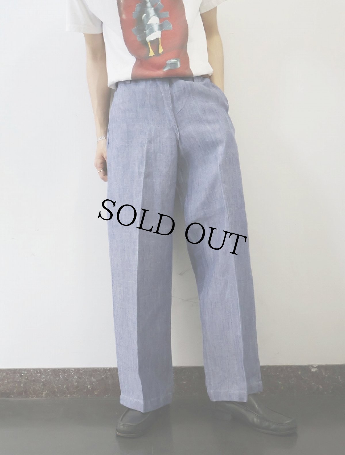 画像2: 50's FRENCH MILITARY リネンセーラーパンツ "ワンウォッシュ" DEADSTOCK 【W31 L30】 (2)