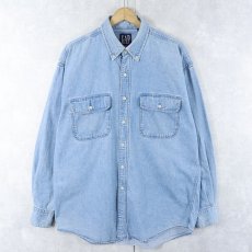 画像1: 90's GAP デニムボタンダウンシャツ M (1)