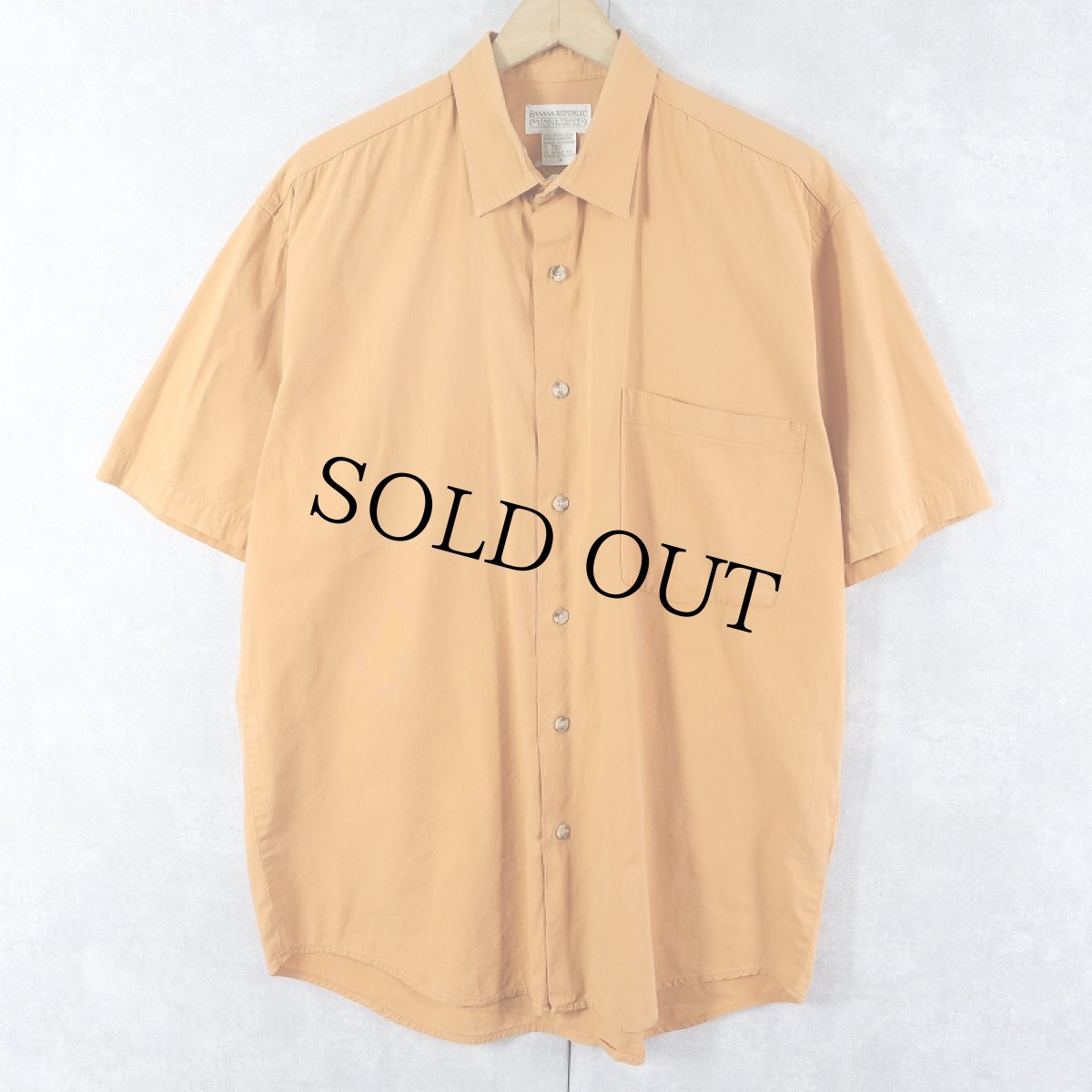 画像1: 80's BANANA REPUBLIC "TRAVEL&SAFARI CLOTHING" 無地コットンシャツ M (1)