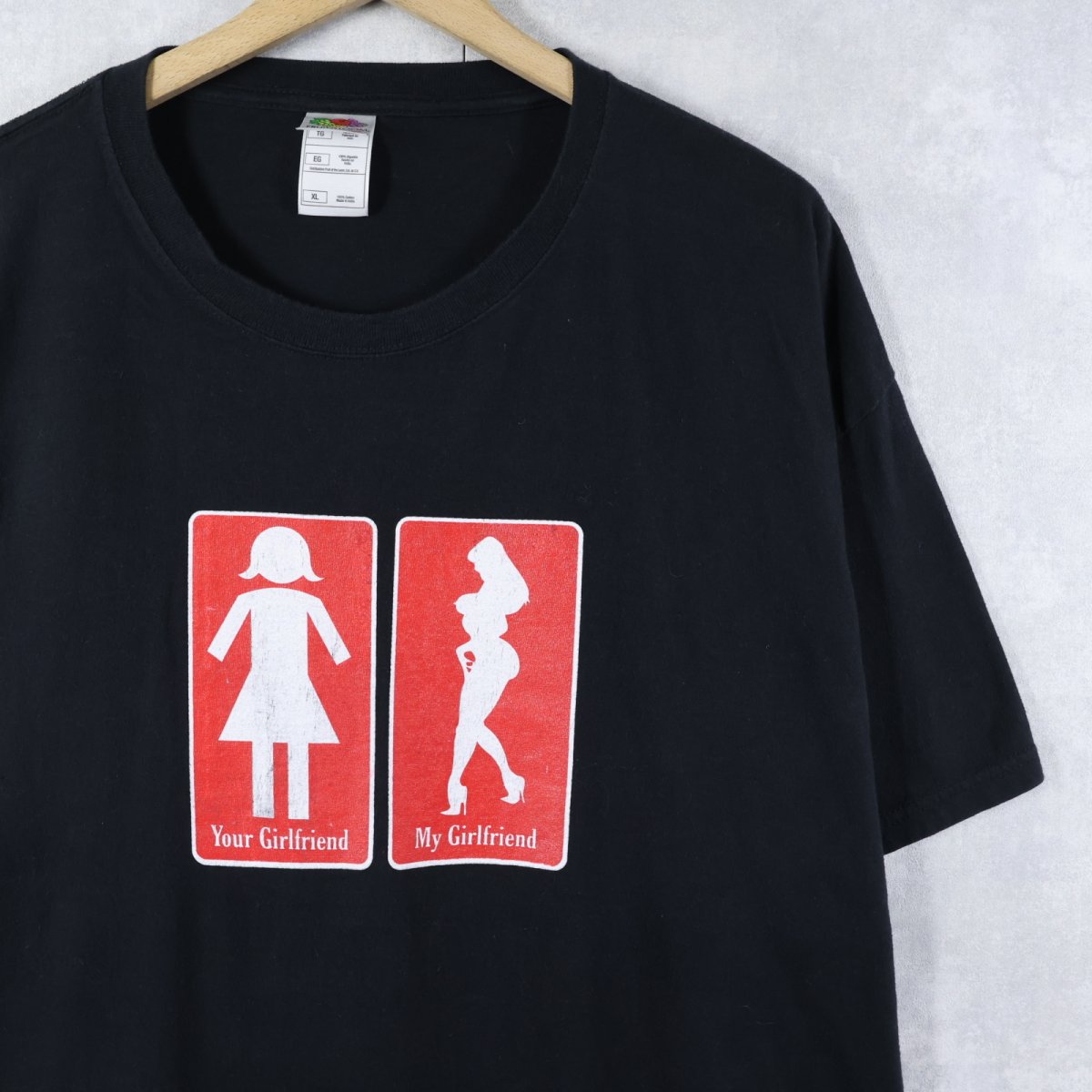 画像1: "Your Girlfriend My Girlfriend" シュールプリントTシャツ BLACK L (1)