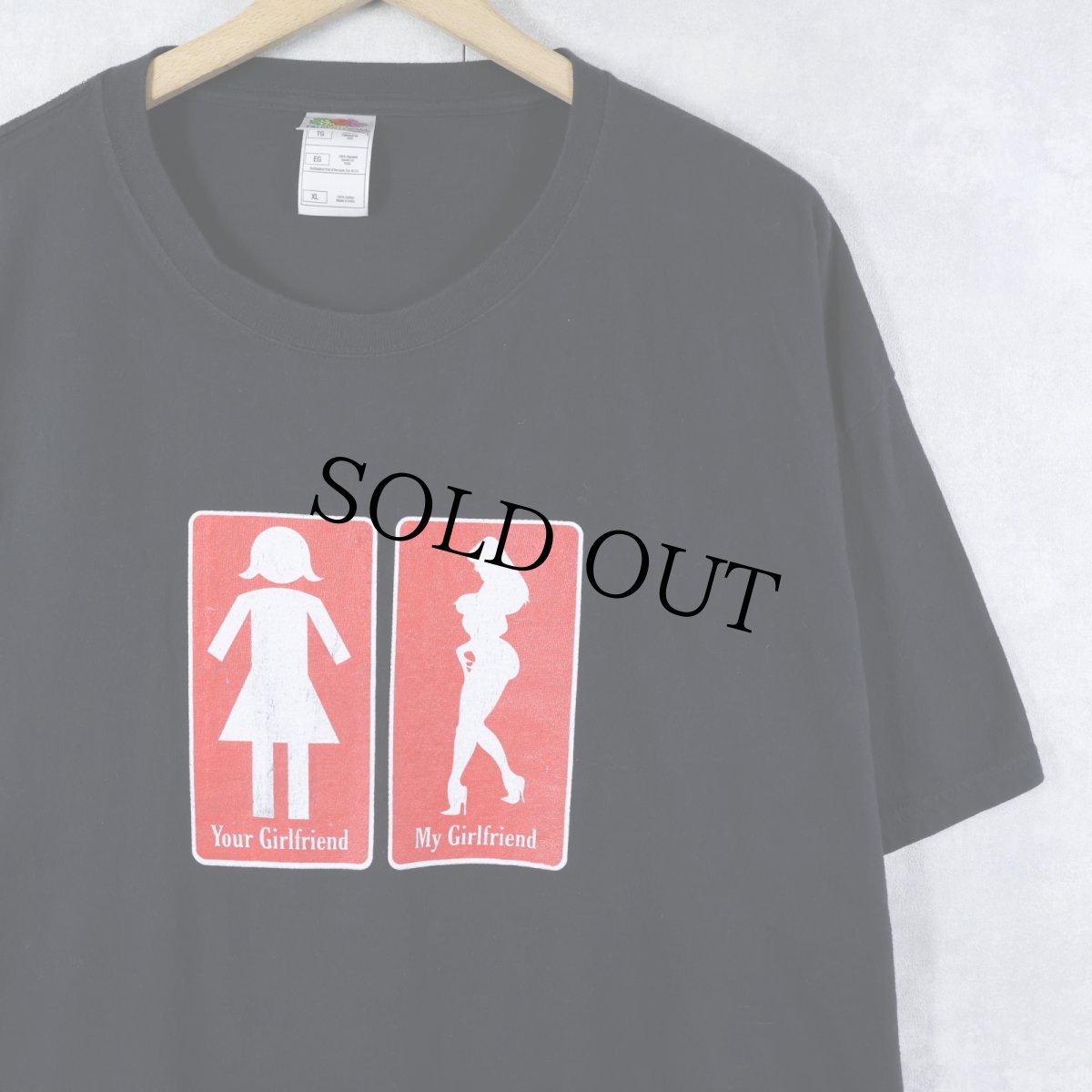画像1: "Your Girlfriend My Girlfriend" シュールプリントTシャツ BLACK L (1)
