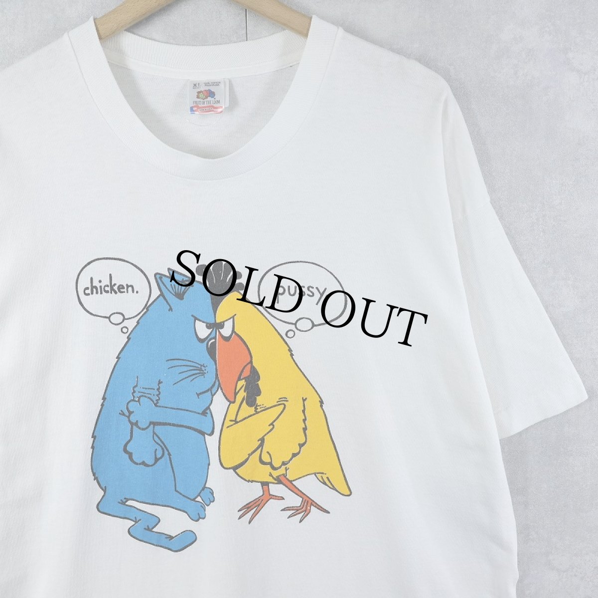 画像1: 90's USA製 "Chicken Pussy" イラストプリントTシャツ XL (1)