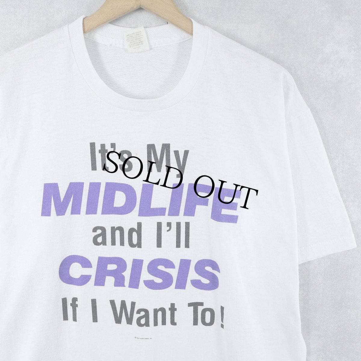画像1: 80's Hallmark Cards, Inc. USA製 "It's My MIDLIFE and I'll CRISIS If I Want To!" メッセージプリントTシャツ XL (1)