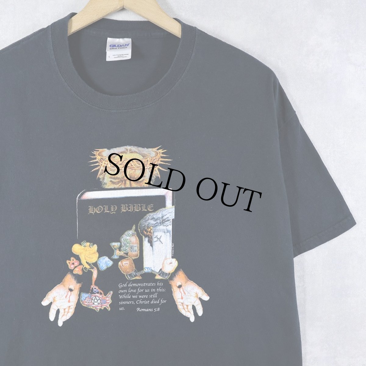 画像1: "HOLY BIBLE" ジーザスプリントTシャツ L (1)