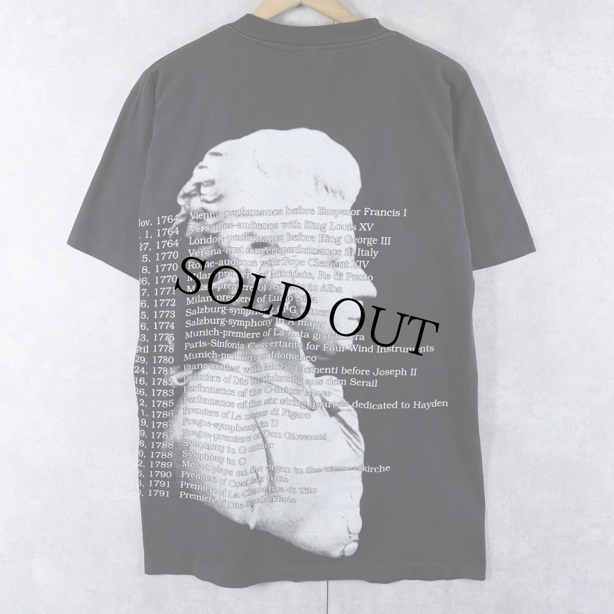 画像2: 90's Mozart FRANCE製 音楽家 イラストプリントTシャツ BLACK L (2)