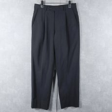 画像3: ARMANI COLLEZIONI ITALY製 1タック ポリエステル×ウールスラックス BLACK W31 (3)