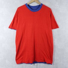 画像2: 〜70's IMP PRINT Sportswear ダブルフェイス リバーシブルTシャツ BLUE XL (2)