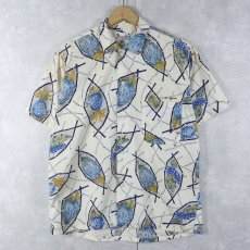 画像1: 60's Pleasure King 総柄 コットンシャツ M (1)