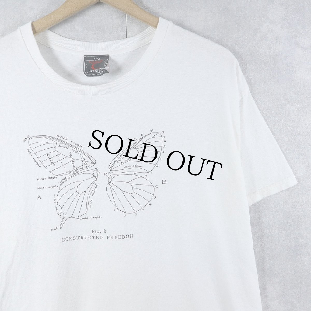 画像1: 90's〜 Celtic "FIG. 8 CONSTRUCTED FREEDOM" 蝶プリントTシャツ L (1)