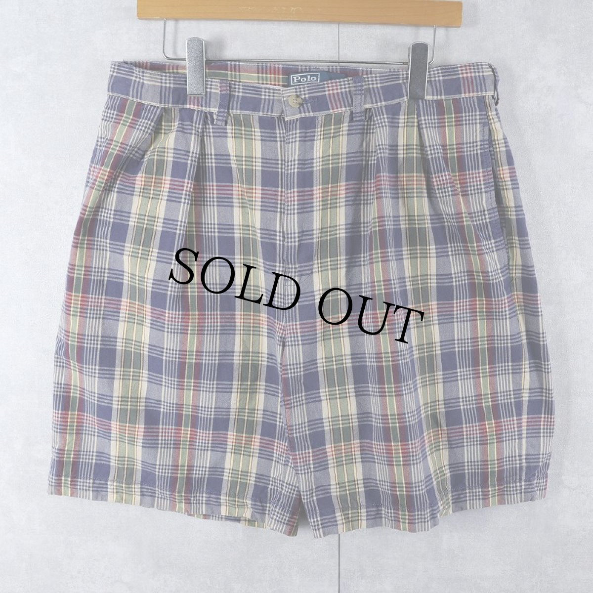 画像1: POLO Ralph Lauren "TYLER SHORT" チェック柄 2タック コットンショーツ W35 (1)