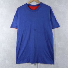 画像1: 〜70's IMP PRINT Sportswear ダブルフェイス リバーシブルTシャツ BLUE XL (1)