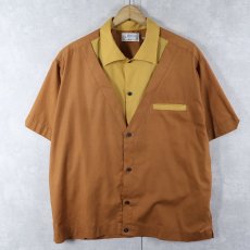 画像1: 70's Hilton USA製 レイヤードデザイン ボーリングシャツ XL (1)