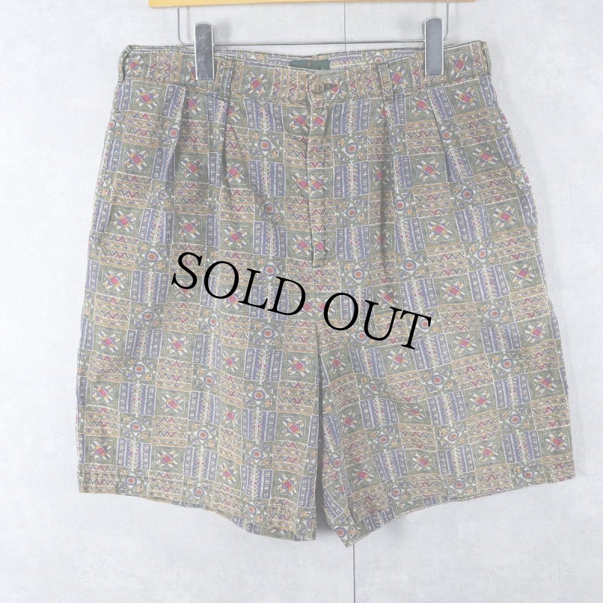 画像1: 90's J.CREW 総柄 2タック コットンショーツ SIZE33 (1)