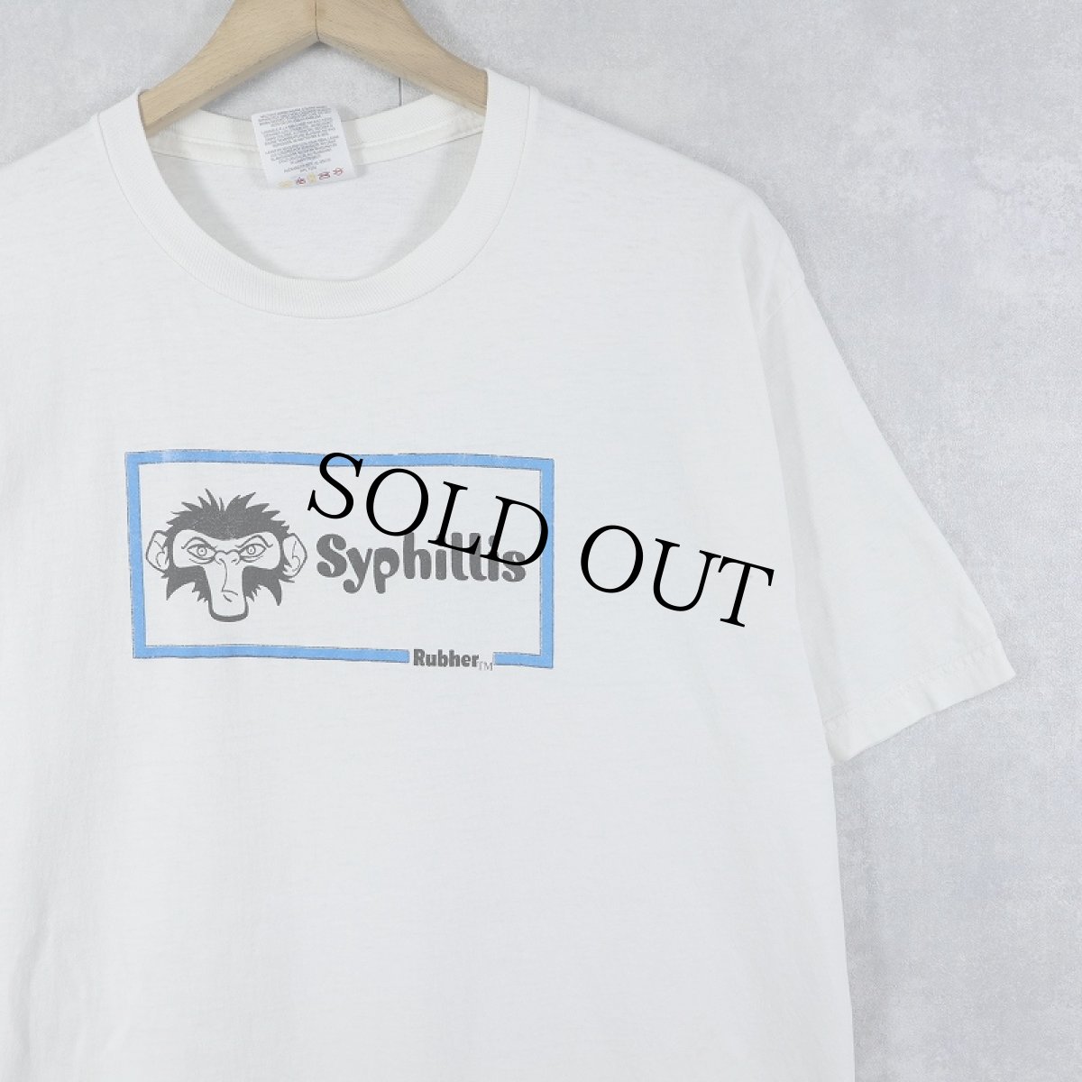 画像1: 90's USA製 "Syphillis" 性病予防啓発 プリントTシャツ M (1)