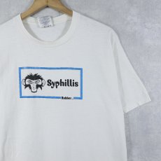画像1: 90's USA製 "Syphillis" 性病予防啓発 プリントTシャツ M (1)