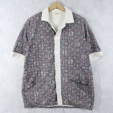画像1: 50〜60's Jantzen USA製 総柄 パイル ビーチシャツ L (1)