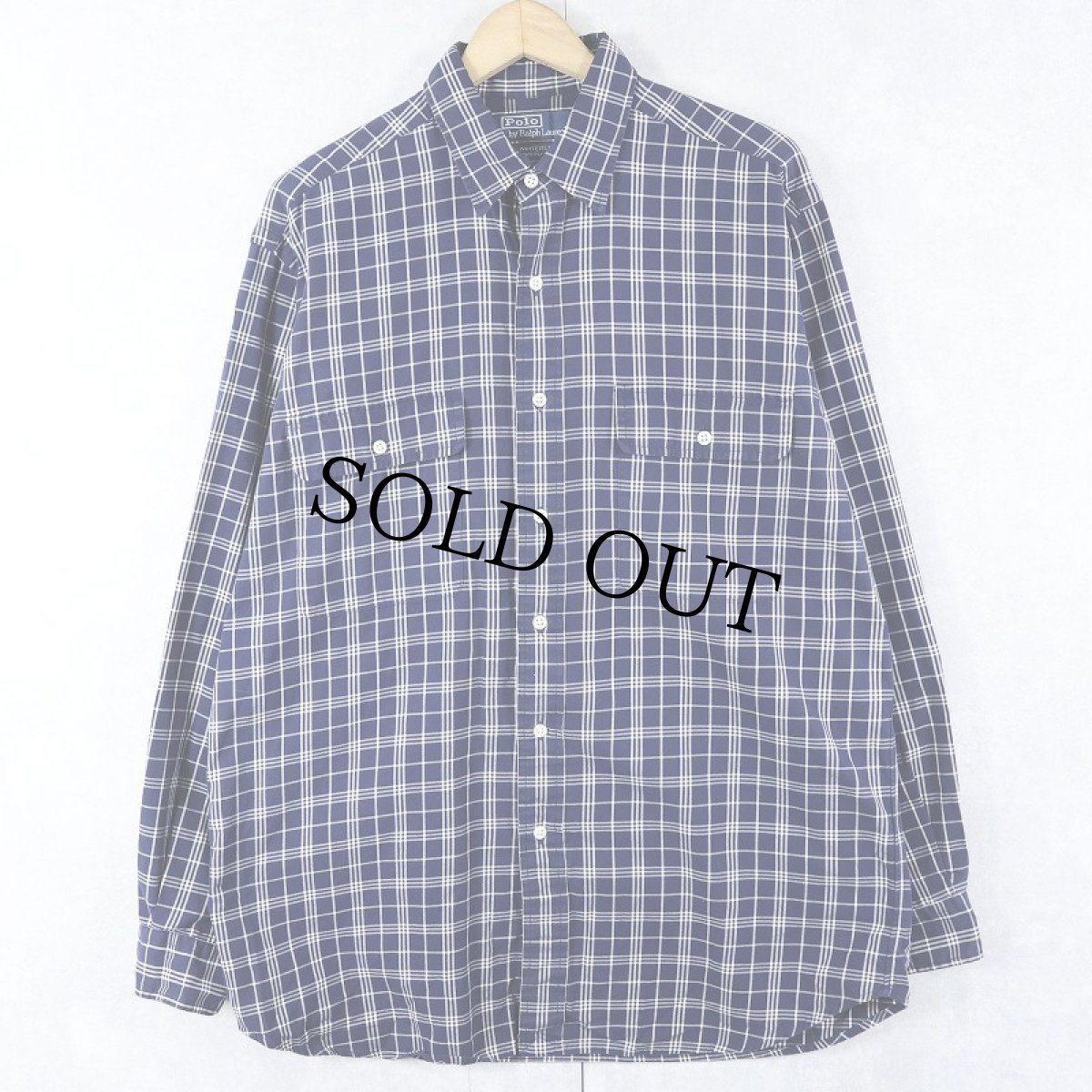 画像1: POLO Ralph Lauren "WHITFIELD" チェック柄 コットンシャツ NAVY M (1)