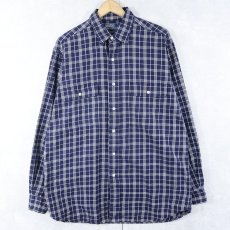 画像1: POLO Ralph Lauren "WHITFIELD" チェック柄 コットンシャツ NAVY M (1)