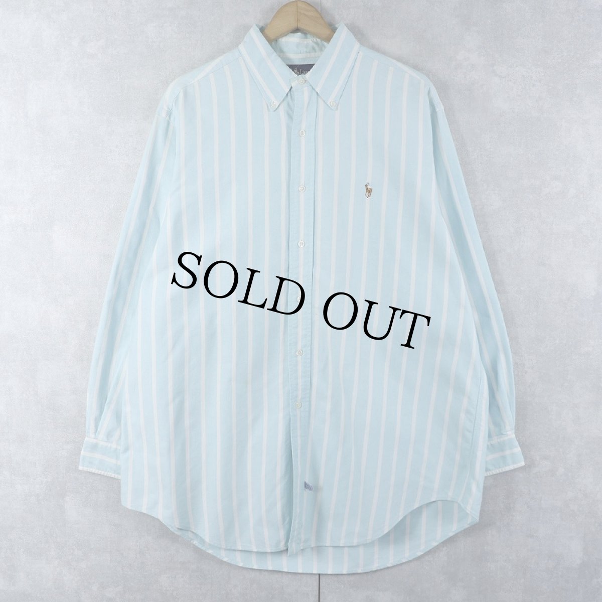 画像1: Ralph Lauren ストライプ柄 コットンボタンダウンシャツ SIZE16 1/2-33 (1)