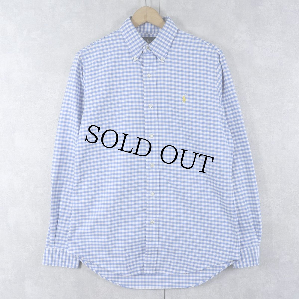 画像1: Ralph Lauren "CUSTOM FIT" ギンガムチェック柄 コットンボタンダウンシャツ S (1)