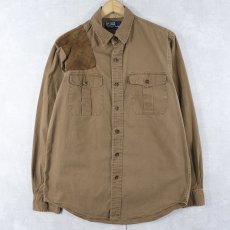 画像1: POLO Ralph Lauren ガンパッチ付き コットンシャツ M (1)