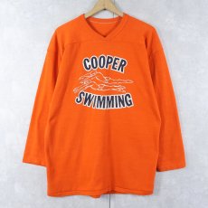 画像1: 70's RUSSELL ATHLETIC USA製 "COOPER SWIMMING" プリントフットボールTシャツ L (1)