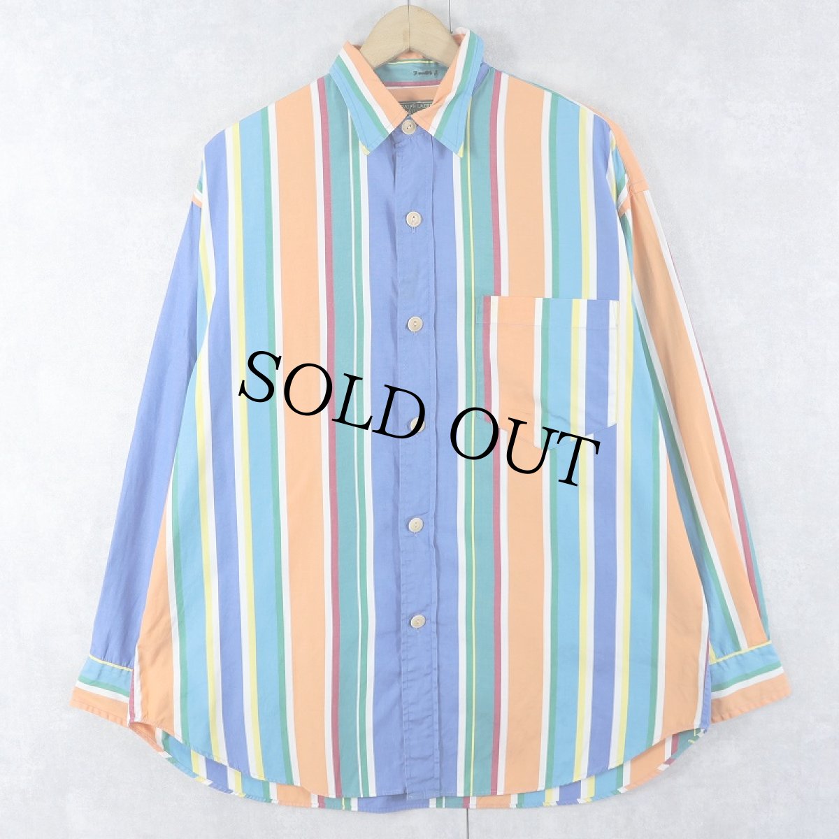 画像1: 80〜90's POLO COUNTRY Ralph Lauren マルチストライプ柄 コットンシャツ S (1)
