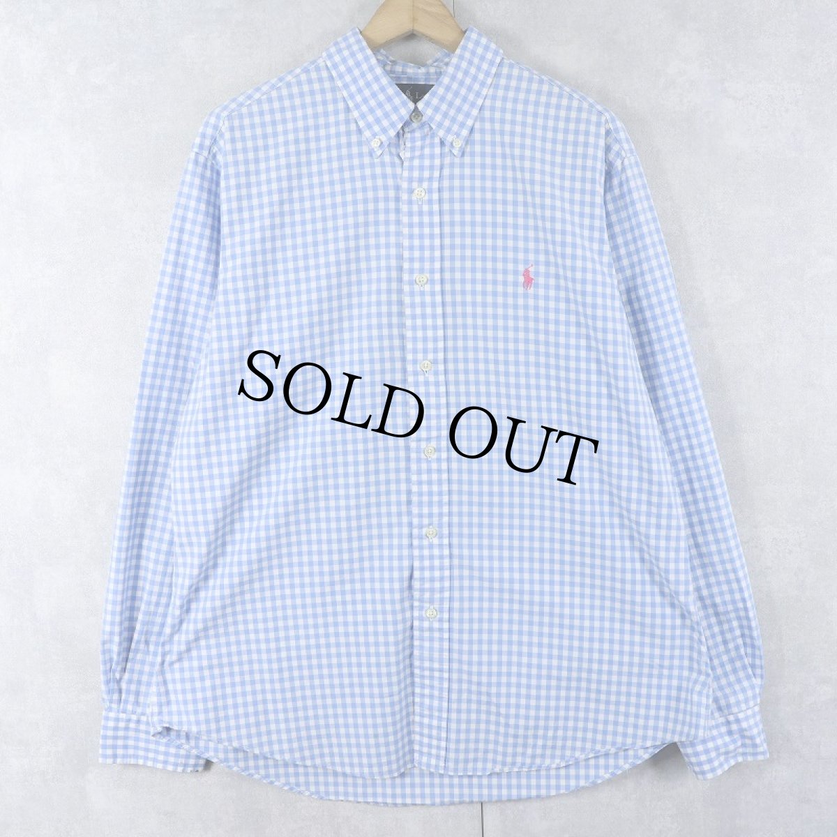 画像1: Ralph Lauren "CUSTOM FIT" ギンガムチェック柄 コットンボタンダウンシャツ L (1)