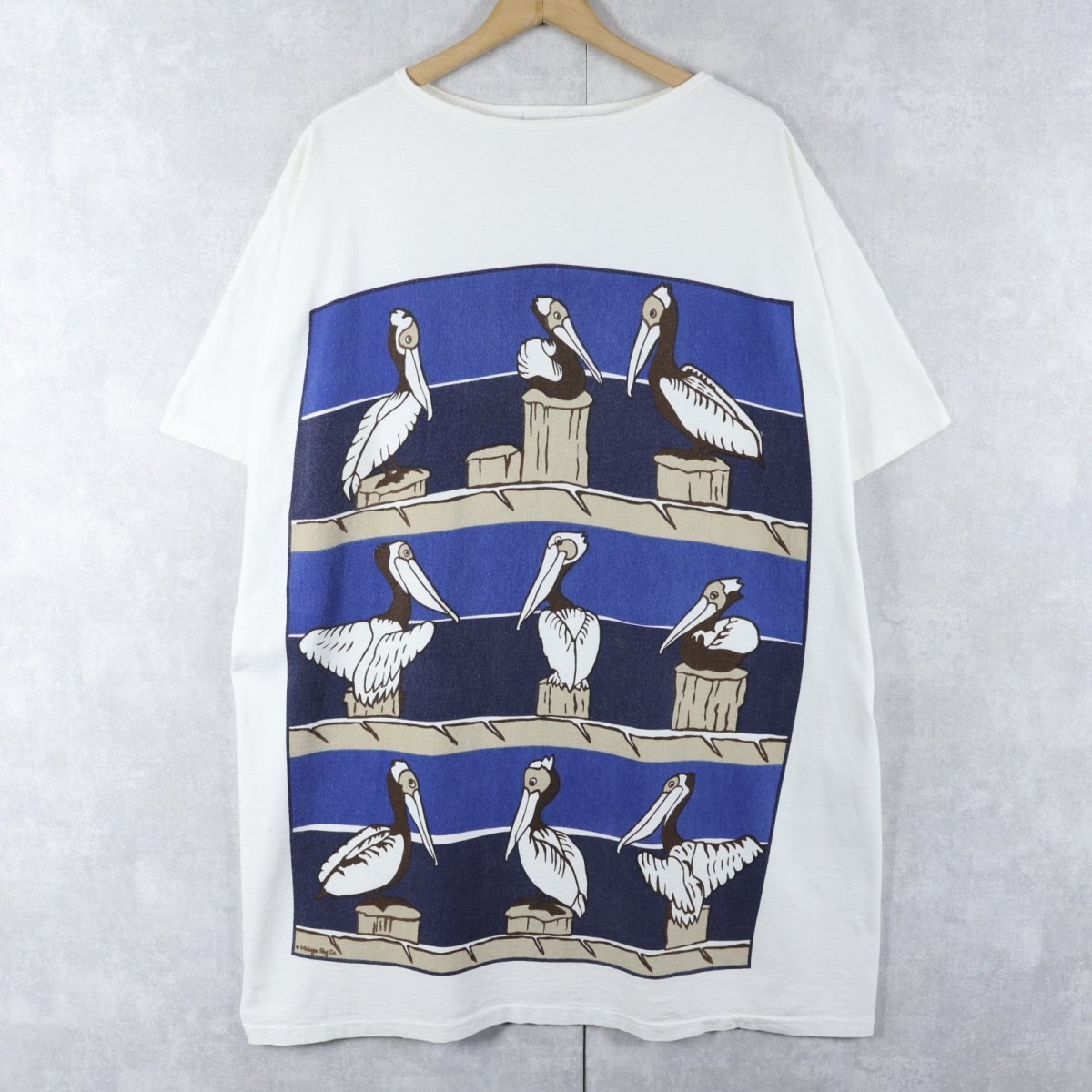 画像1: 90's MICHIGAN RAG CO. USA製 ペリカン プリントTシャツ (1)