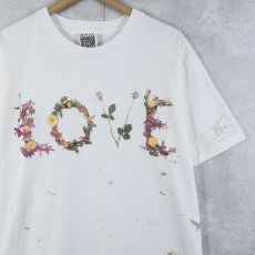 画像1: 90's MAZE USA製 "LOVE" フラワー プリントTシャツ L (1)