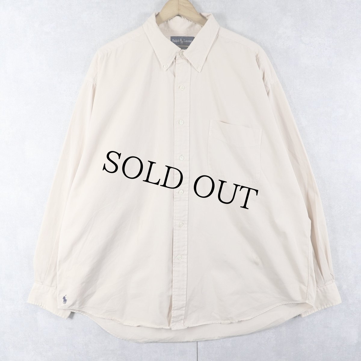 画像1: Ralph Lauren "BIG SHIRT" ロゴ刺繡 コットンボタンダウンシャツ XL (1)