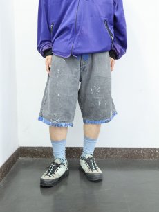 画像2: ペンキペイント ブラックデニムショーツ W31 (2)