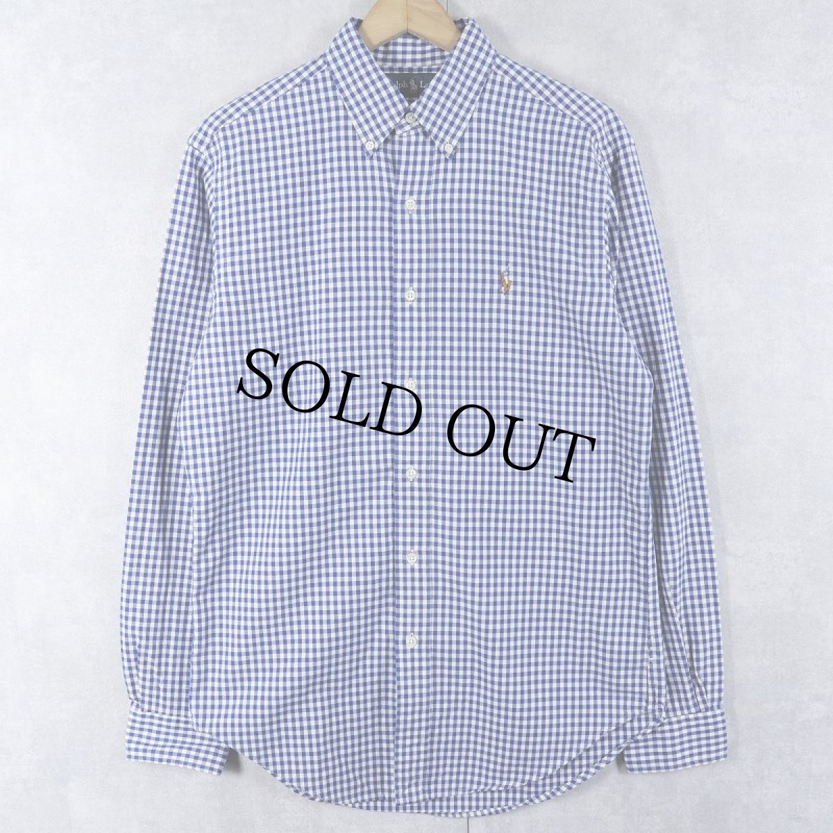 画像1: Ralph Lauren "CLASSIC FIT" ギンガムチェック柄 コットンボタンダウンシャツ S (1)