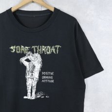 画像1: SORE THROAT "Positive Drinking Attitude" クラストパンクバンド プリントTシャツ BLACK (1)