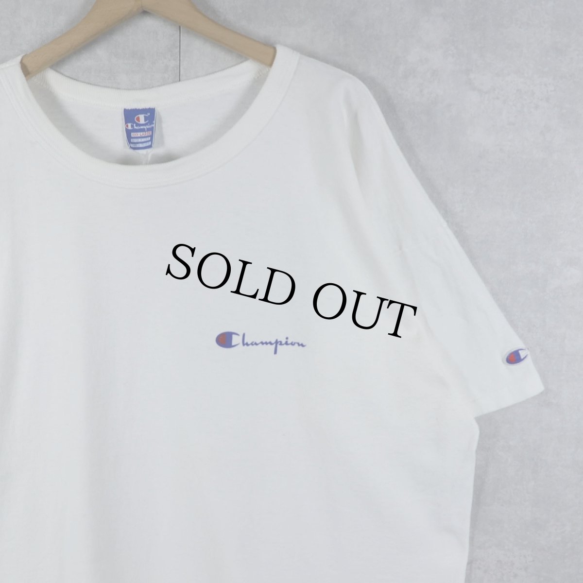 画像1: 80〜90's Champion USA製 青刺繍タグ 中期 ロゴプリントTシャツ XXXL (1)
