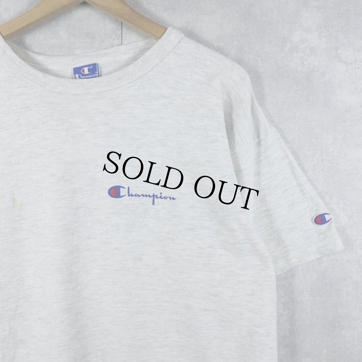 画像1: 80〜90's Champion USA製 青刺繍タグ 中期 ロゴプリントTシャツ L (1)