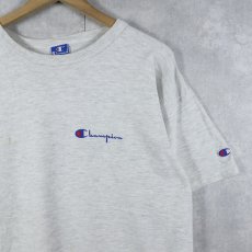 画像1: 80〜90's Champion USA製 青刺繍タグ 中期 ロゴプリントTシャツ L (1)