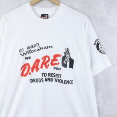 画像1: 90's USA製 "D.A.R.E. TO RESIST DRUGS AND VIOLENCE" 薬物乱用防止団体 メッセージプリントTシャツ XL (1)