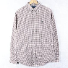 画像1: Ralph Lauren 3点留め ギンガムチェック柄 コットンボタンダウンシャツ S (1)