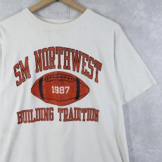 画像1: 80's Champion トリコタグ USA製 "SM NORTHWEST BUILDING TRADITION" フットボールチームプリントTシャツ L  (1)