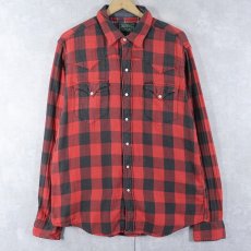 画像1: 80〜90's POLO COUNTRY Ralph Lauren バッファローチェック柄 ダブルフェイス ウエスタンシャツ L (1)