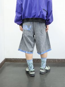 画像3: ペンキペイント ブラックデニムショーツ W31 (3)