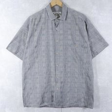 画像1: 柄織り コットン×ビスコース オープンカラーシャツ M (1)