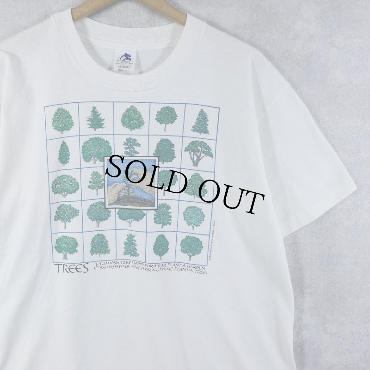画像1: 90's USA製 "TREES" イラストプリントTシャツ L (1)